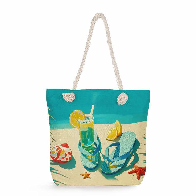 

Beach print thick rope single-shoulder beach bag 7355 KTB