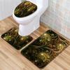 Cooles Muster Badezimmerbodenmatte Toilette Dreiteiliges Set