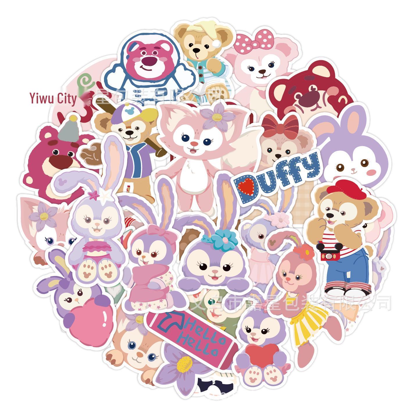 Star Daisy Lina Bell Cartoon Stickers: 49 Sheets of Strawberry Bear and Little Fox Designs for Journals, Suitcases, Notebooks, and Phone Cases