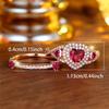 Female White Red Zircon Stone Heart Engagement Ring Set Vintage Rose Gold Color Bridal Wedding Bands Party Jewelry For Women
