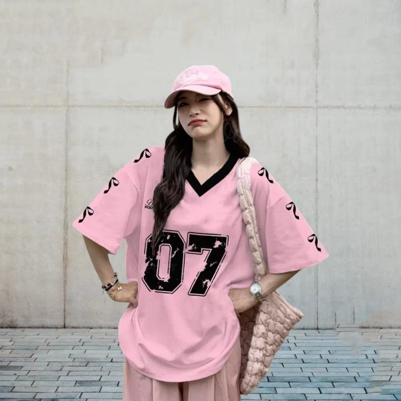 Summer Women's T-Shirt Animal Cat Print Graphic T Shirts Fashion Casual Top Women Oversized V-Neck Women's Clothing