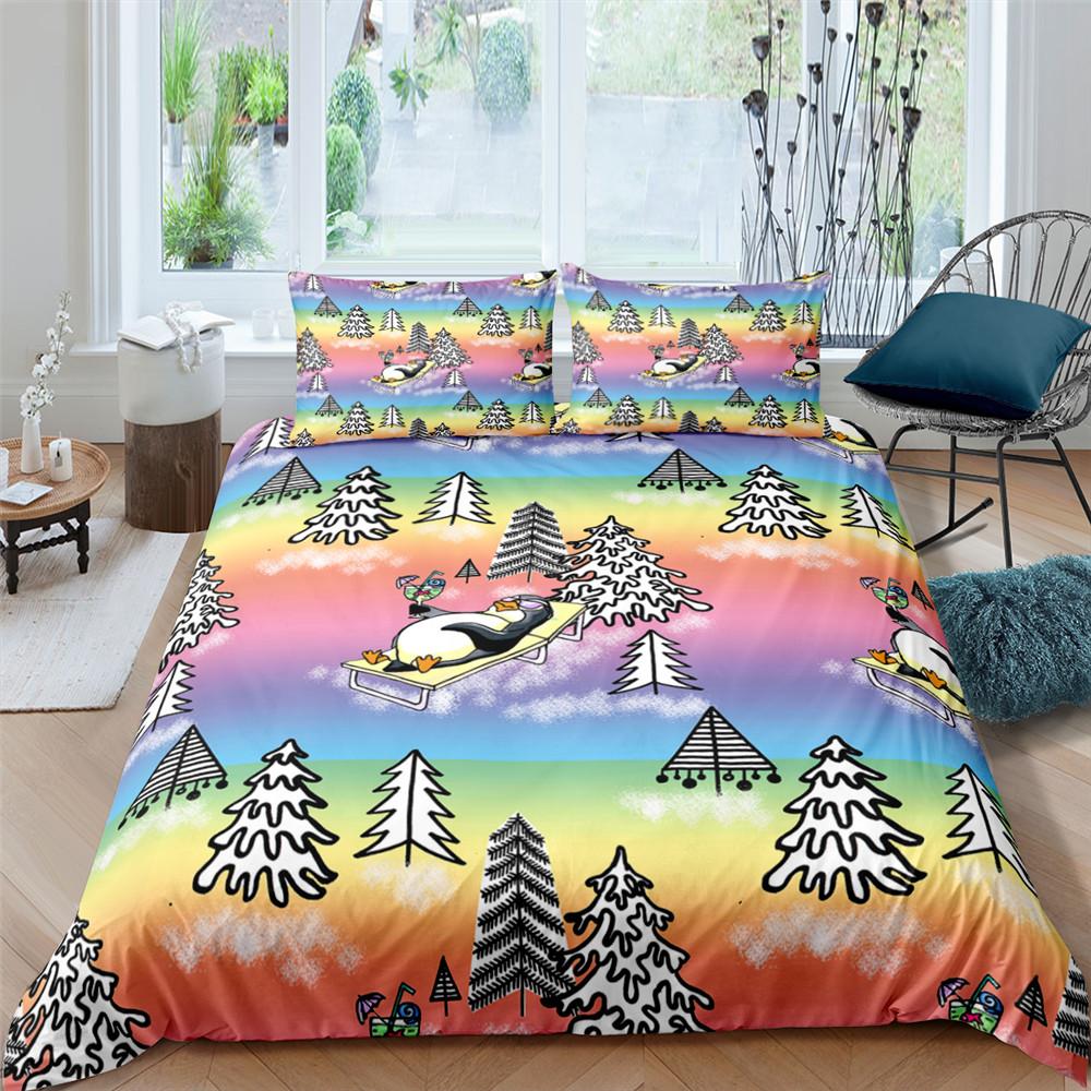 Funda Nórdica de Animales de Dibujos Animados Rey Reina Elefante Jirafa León Juego de Cama para Niños Vida Salvaje Amarillo 2/3 Piezas Funda de Colcha de Poliéster