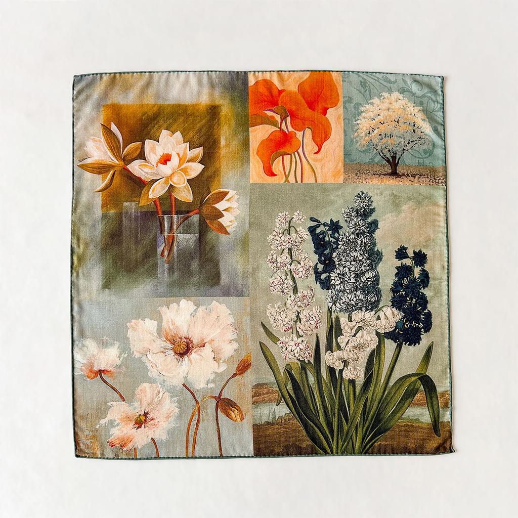 Wool Scarf Women'S Spring Summer Foreign Style Fashion Double-Sided Two-Color Shawl Silk Wool Small Square Scarf