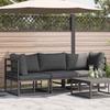 Outdoor Furniture Set with Cushions 3 Piece Black and Anthracite Metal