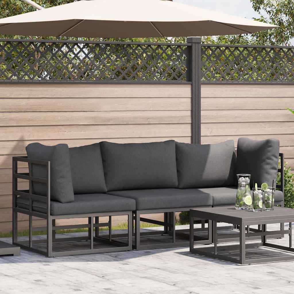 Outdoor Furniture Set with Cushions 3 Piece Black and Anthracite Metal