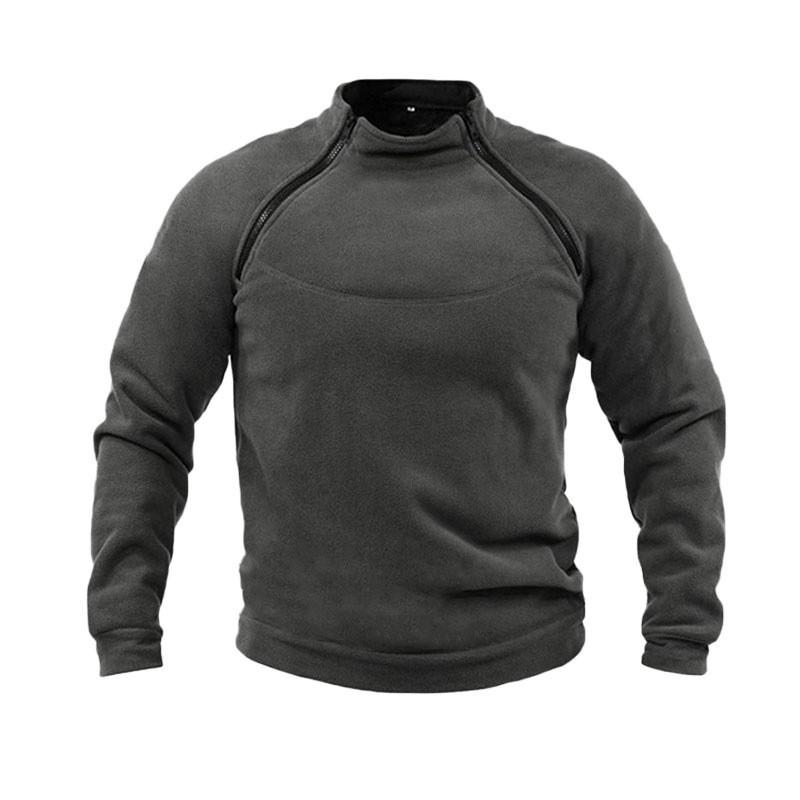 Mens Fleece Jacket Sweatshirt  Military Pullover Jackets Thick Warm Long Sleeve Zipper Winter Tops