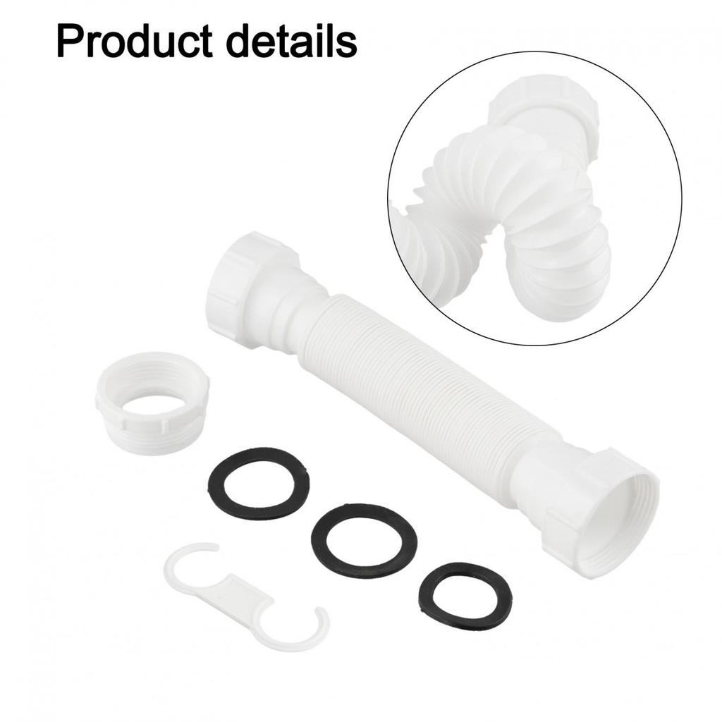 Sleek White Flexible Sink Drain Pipe Kit 112 inch for Kitchen Renovations