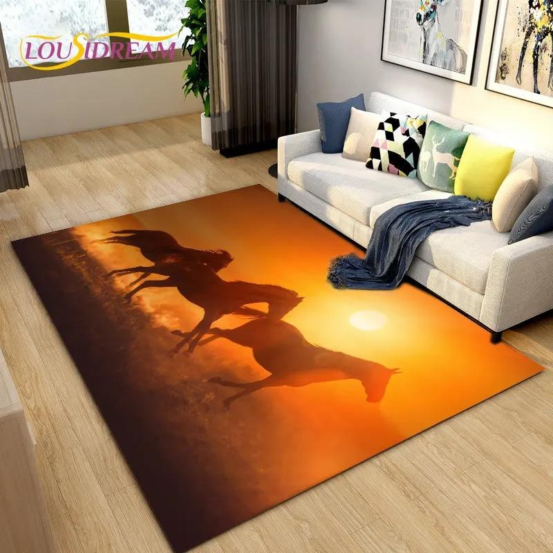 3D Animal Pentium Horse Area Rug,Carpet Rug for Living Room Children's Room Decoration,Kids Play Crawling Non-slip Floor Mat