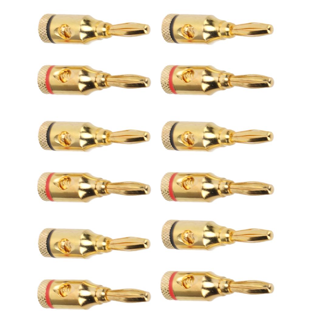 12pcs Gold Plated Speaker Banana Plugs Aluminium Alloy Speaker Connector Open Screw Type Universal for Car