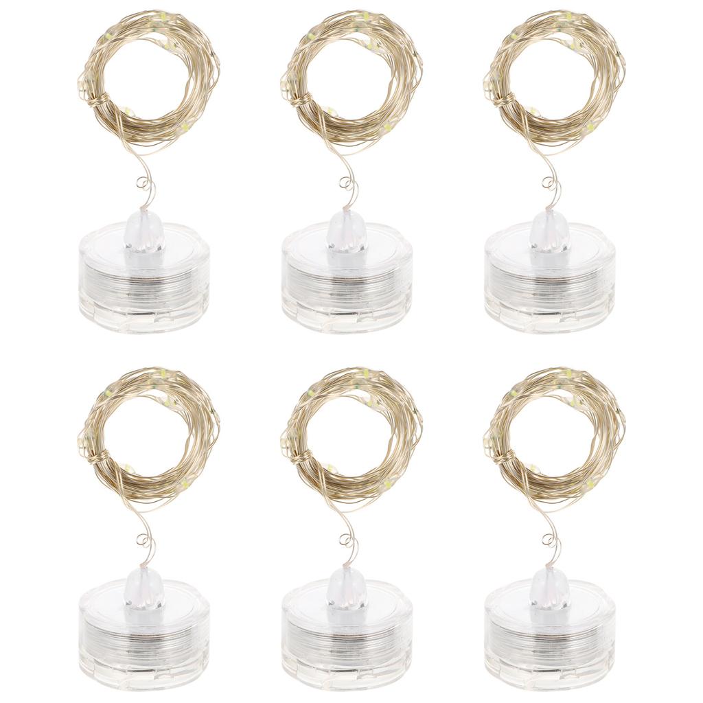 6Pcs Waterproof Submersible String Lights LED Diving Lamp 20 Light 2 Meter Copper Wire Silver Plated for Night Party Wedding