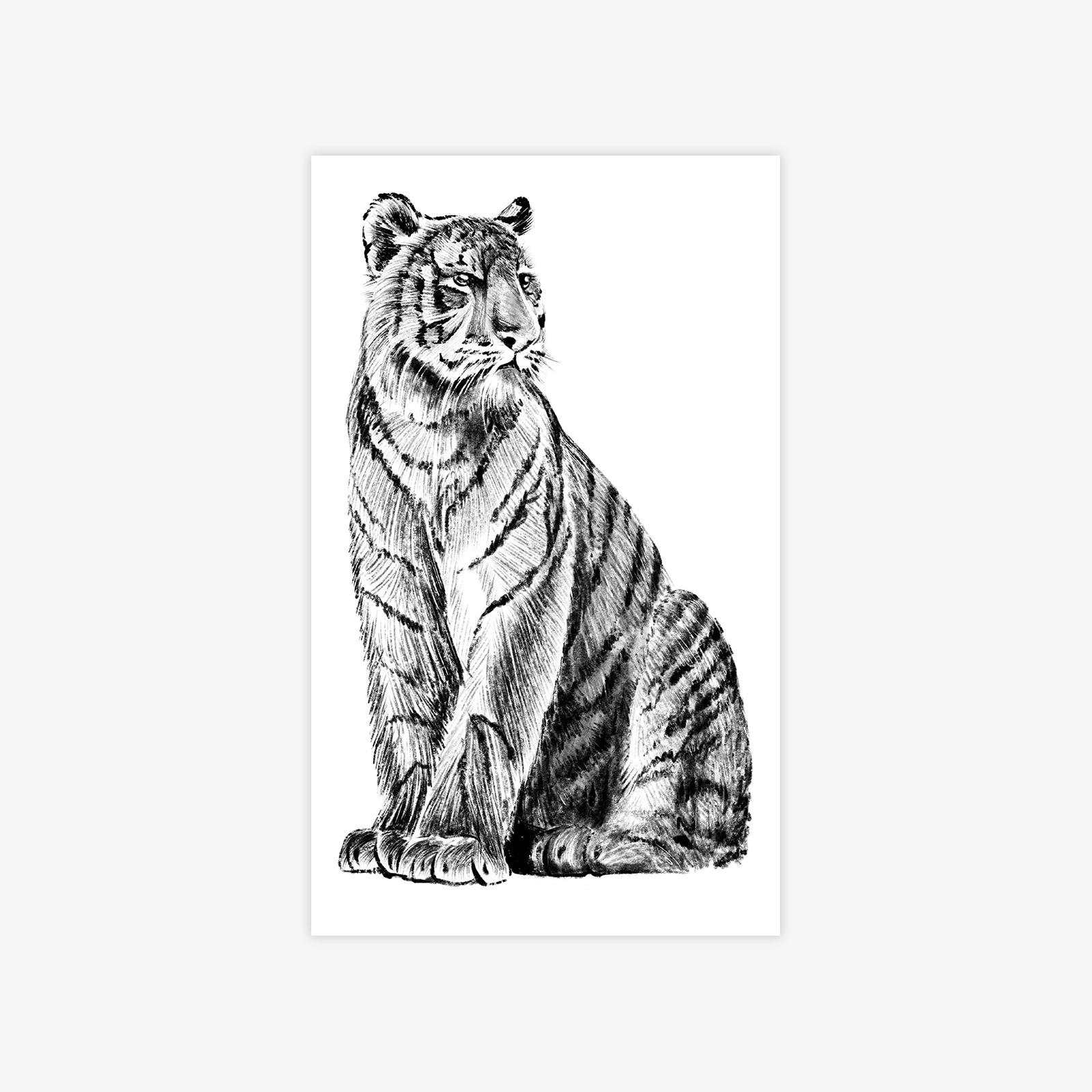 

Domineering Standing Tiger Tattoo Sticker Waterproof And Long-Lasting Personality Wind Men S Tattoo Sticker 9*15