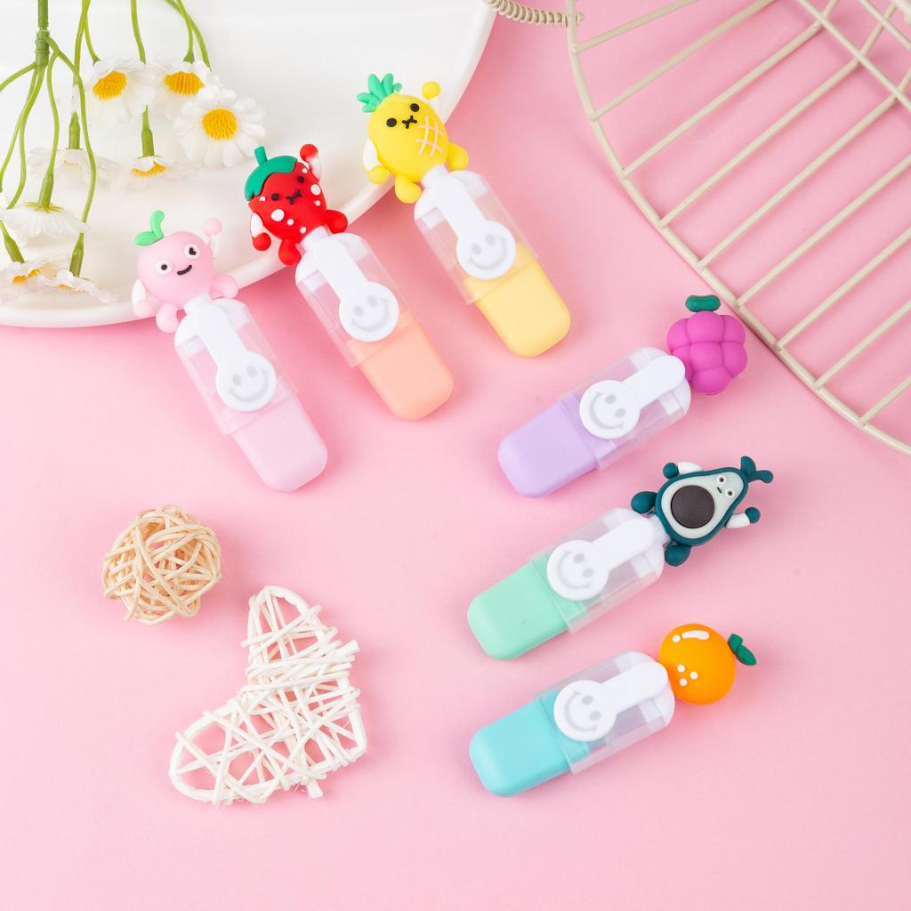 Set de 6 pixuri marker cu tematică de fructe, cu desene de capibare, pentru Crăciun