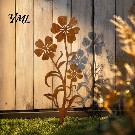 Artistic Metal Plant Stakes Rustic Flower Garden Stakes, 12.6x30cm Yard Art Cutout, Farmhouse Rust Home And Gifts Finish Outdoor Decor for Pathway