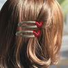Lovely Cherry Red Heart Hair Pin Fashionable Hair Clip for Women and Girls Decorative Hair Decoration Fashion Headwear