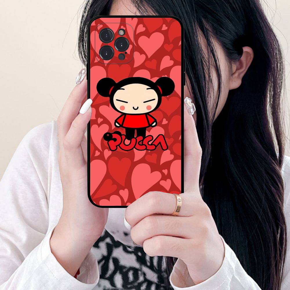 Popular Animation P-Pucca For IPhone 17 16 15 14 13 12 11 Pro Max 13 17Air Shockproof Soft Phone Cases Coque