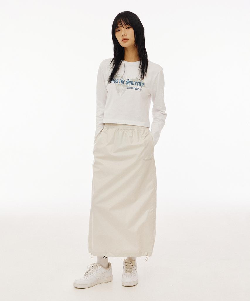 1993STUDIO Glossy String Long Skirt_Cream