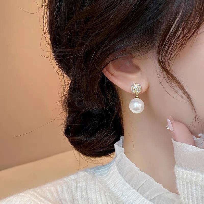 able and Luxurious Zircon Imitation Pearl Pendant Earrings, Women's Elegant Temperament, Daily Party Jewelry Gifts