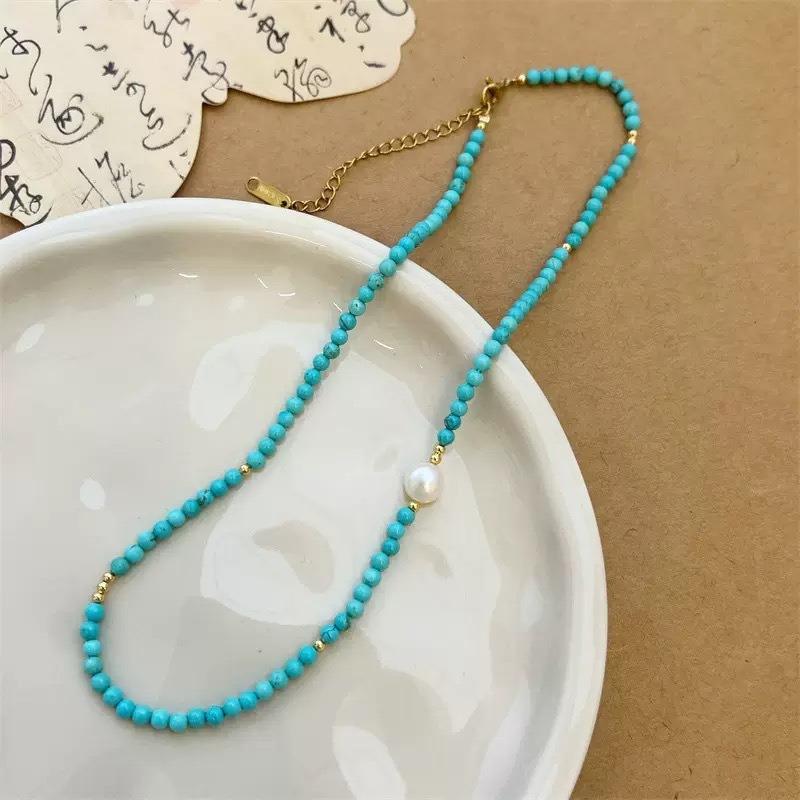 Natural Stone Beaded Auspicious Little Elephant Necklace for Women, High-end Sweater-style Neck Chain Accessory