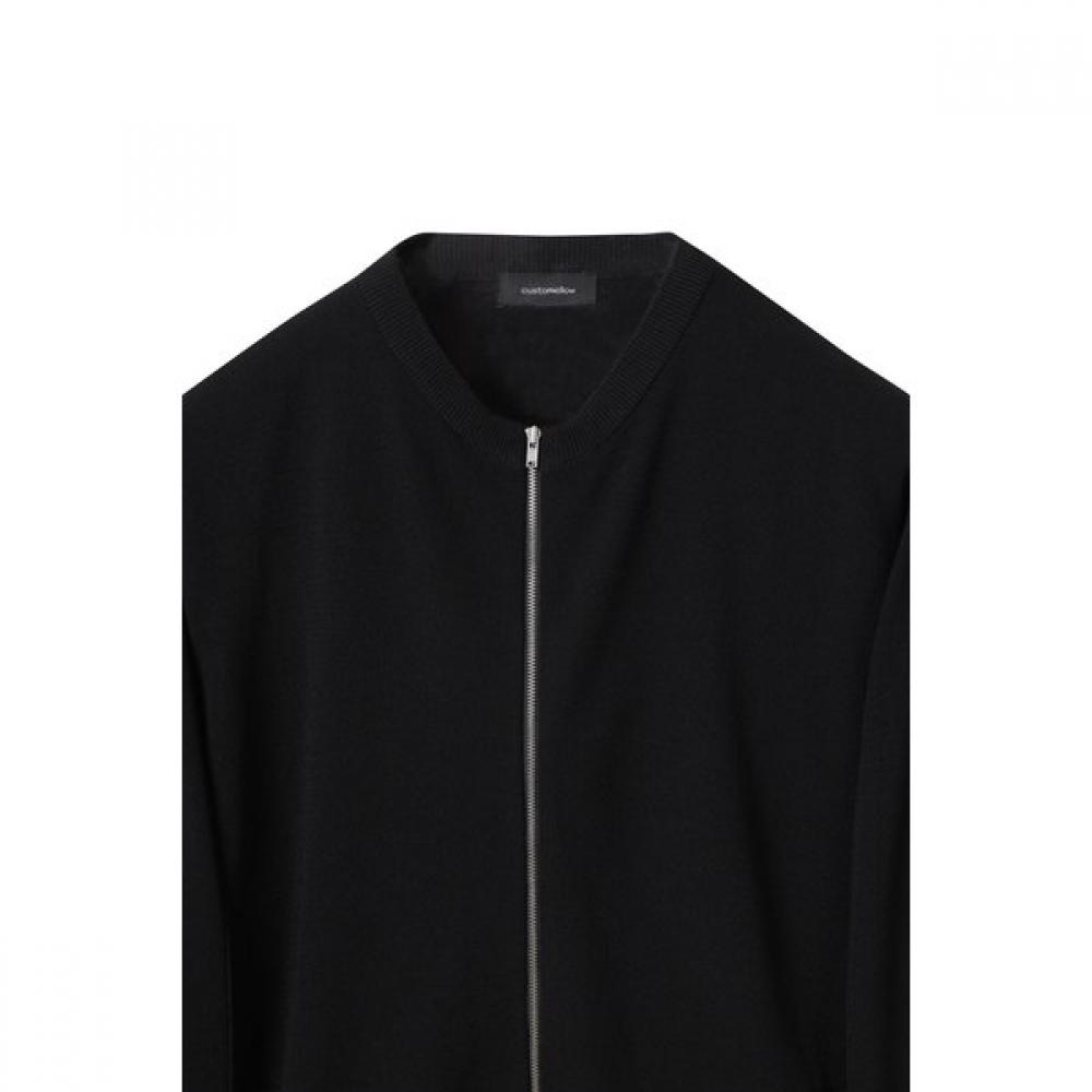 Customellow Black Zip Up Cardigan Round Neck Cwwas25111bkx