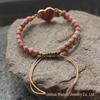 Bohemian Red Heart-Shaped Redwood Stone Double-Layer Woven Women's Bracelet