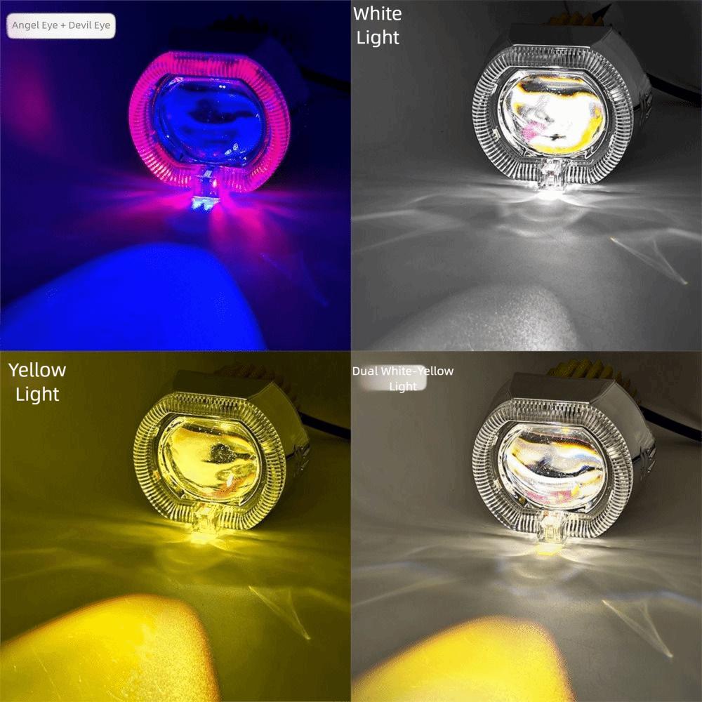 2.5inch Car Motorcycle Headlight Waterproof Driving Fog Lamp DRL Dual Halo Lamp  Electric Bike
