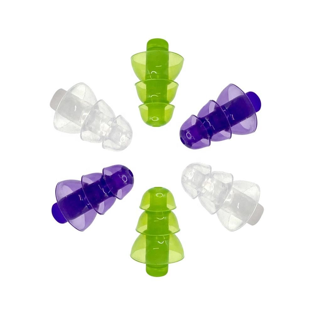 Sleeping Noise Cancelling Reusable Comfortable Silicone Earplugs 3 Pairs High Fidelity Concert Earplugs 24dB фиолетовый