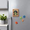 Animals Refrigerator Magnet with Wooden Frames Design Cute Vintage-Style Frog Art Magnet for Home Kitchen Office Decor
