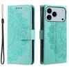For iPhone 17 Pro Max Stand Case Imprinted Totem PU Leather Wallet Phone Cover with Wrist Strap