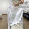Slim-fit Elastic Mask Shirt Women's Simple Versatile Top Spring Long-sleeved Inner White Bottoming Shirt