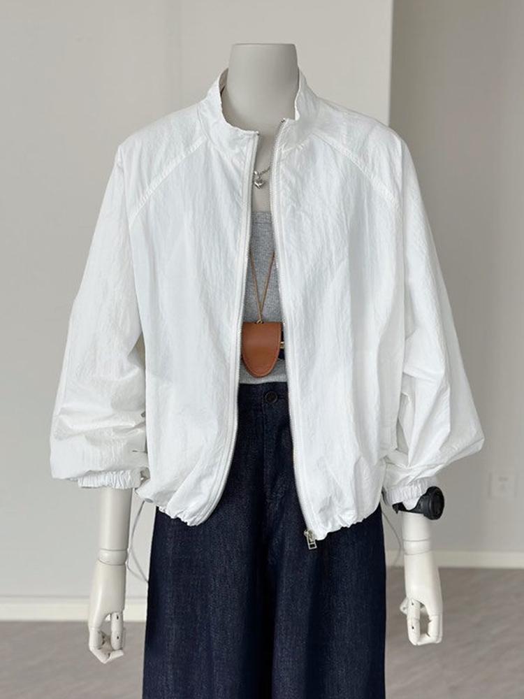 Women's Fashion Stand-Up Collar Lightweight Sunscreen Jacket - Casual Summer Windbreaker