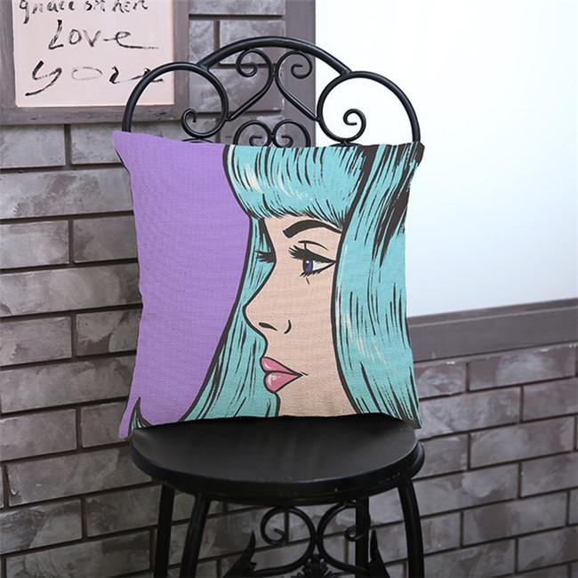 Pop Nordic Cotton Linen Throw Pillow Case Sexy Woman Lips Beautiful Girl Weep Comic Sofa Decoration Cushion Cover Cojines