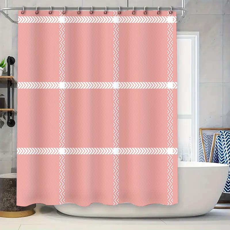 

Modern Chevron Print Bath Shower Curtain Set For Bathroom Decor Pink White Color Home Decoration In Shelves Storage From Home Ga W60H190(CM)-1 Pcs
