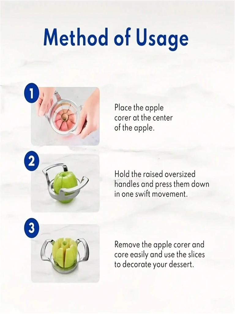 1Pc Stainless Steel Apple Slicer Corer Kitchen Gadget Fruit Preparation Tool