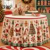 Decorative Table Overlay for Christmas Party Skirt 70.9×29.5 Inch, Apron with Santa Gnome Reindeer Buffalo Retro Claus Decor Plaid Print, Holiday