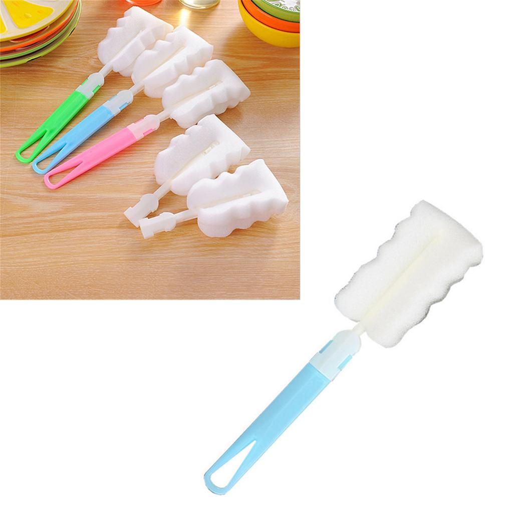 Bottle Brush Detachable Soft Bottle Sponge Scrubber Cup Cleaning Brush for Glass Baby Bottles