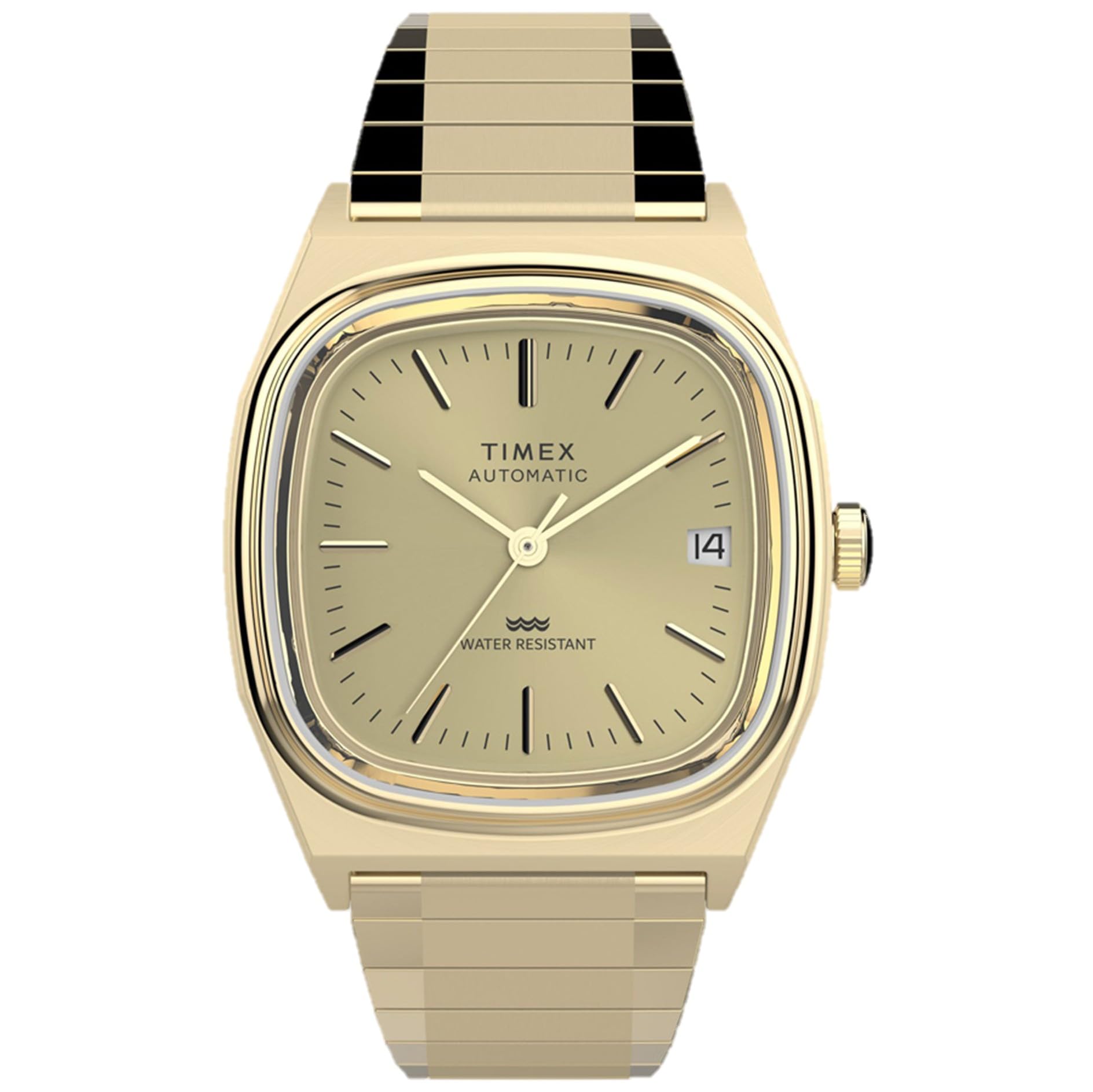 

TIMEX TW2Y07200 Unisex Automatic Watch, 5 ATM Water Resistant, Plastic with Yellow Gold Dial and Stainless Steel Case [Parallel Import]