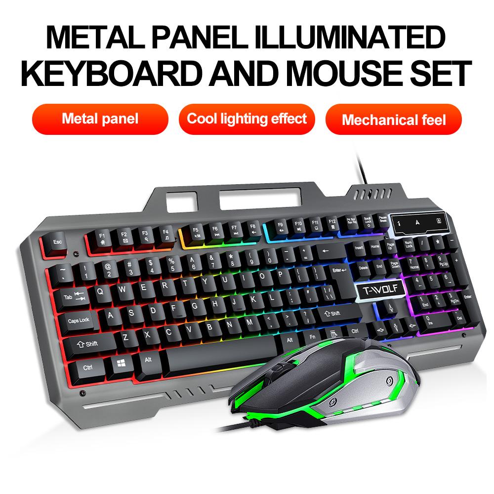 Keyboard and Mouse Set Gaming Computer USB Wired RGB Backlit Keyboard Laptop Accessories Ergonomic Laser Mouse Wheel For Esports