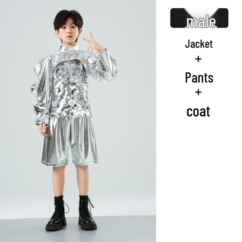Kids' Cheerleading & Hip Hop Dance Sequin Costumes: Trendy Drummer-Inspired Outfits for Boys & Girls