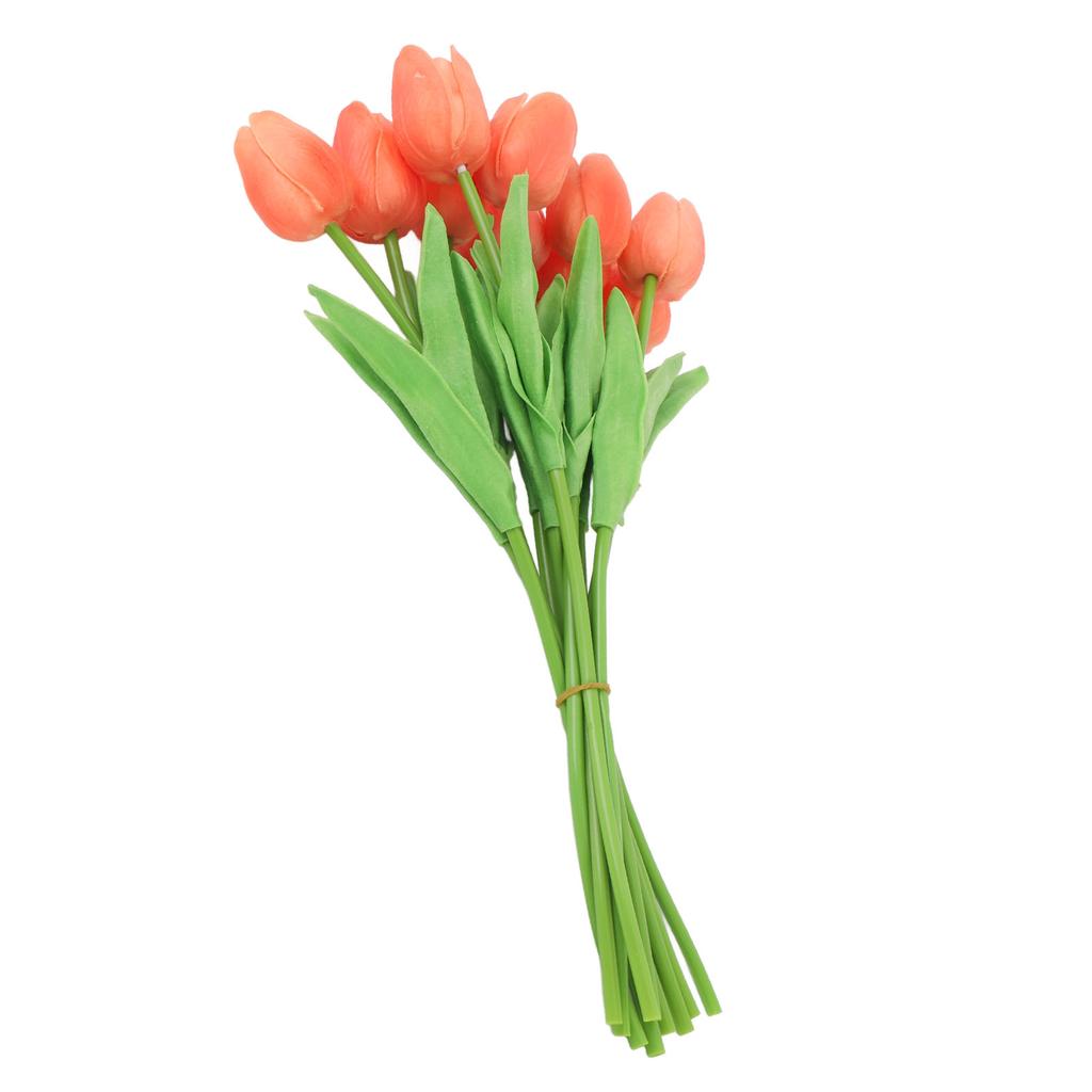 10pcs Artificial Tulip Flowers High Simulation Flowers Decor for Living Room Dinner Table Orange