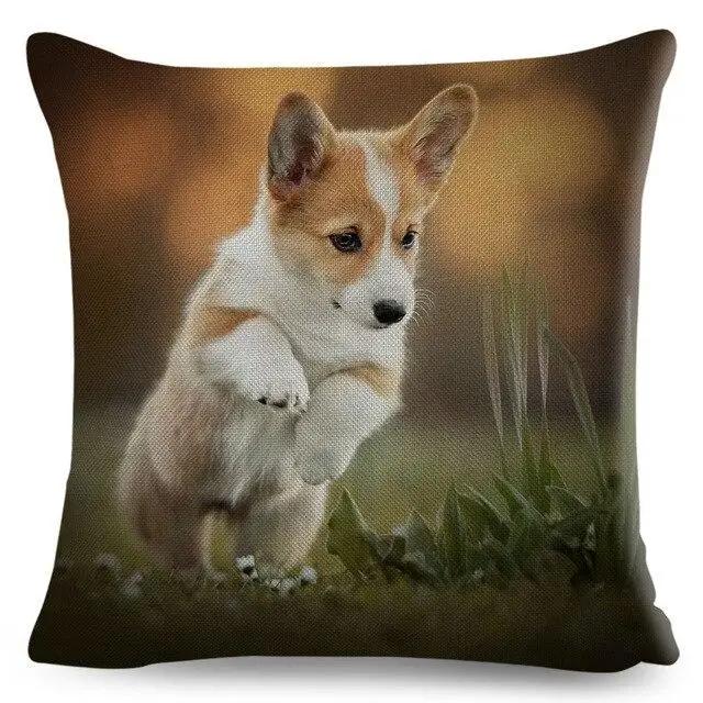 Cute Welsh Corgi Pembroke Dog Printed Pillowcase Decoration  Pet Animal Cushion Cover Sofa Household Car