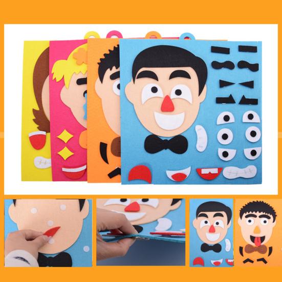 Non-Woven Five Sense Organs DIY Assembling Puzzle Jigsaw Children Training Toy
