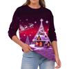 Women's Fashion Casual Christmas Print Round Neck Solid Color Long Sleeve Top