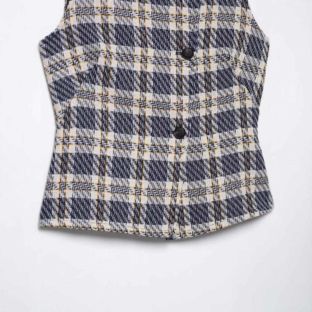 Women's Plaid Slim-Fit Top and Skirt Set - 2025 Spring/Summer Collection