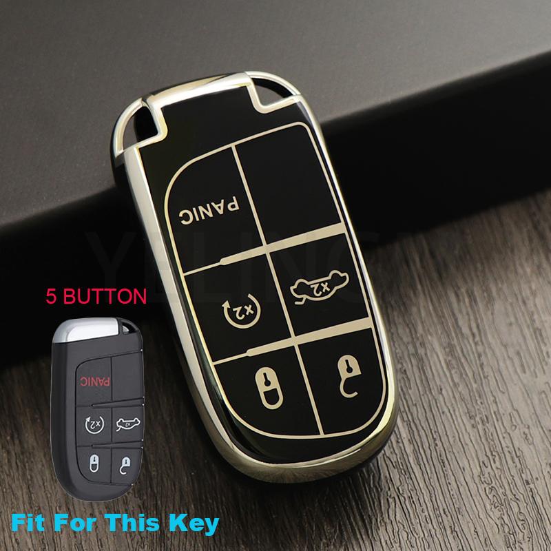 3/5 Tasten Schale Fob TPU Auto Smart Schlüssel Etui Abdeckung Für Jeep Renegade Frand Cherokee Dodge Journey Charger Chrysler 200 300 300