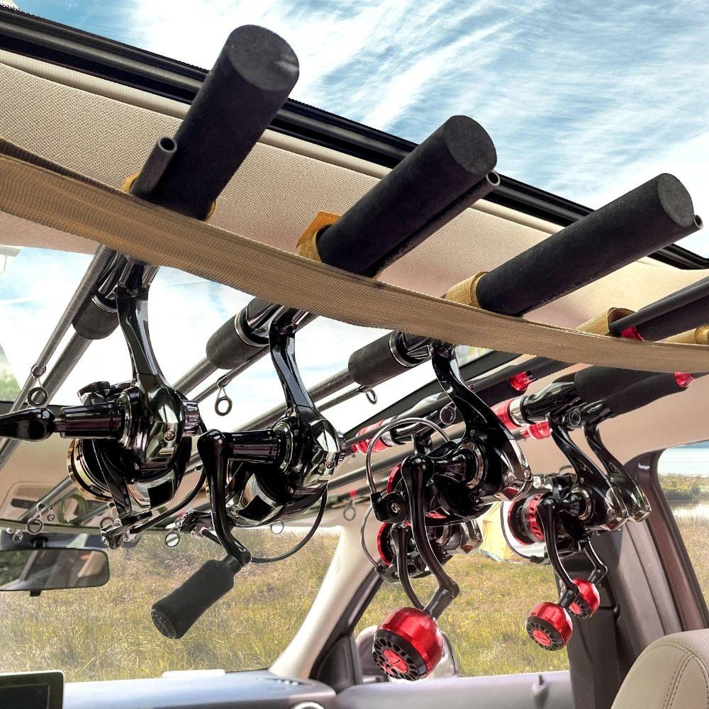 2Pcs 7 Rod Capacity Vehicle Fishing Pole Roof Rack Snap Buckle Car Fishing Pole Carrier  SUV