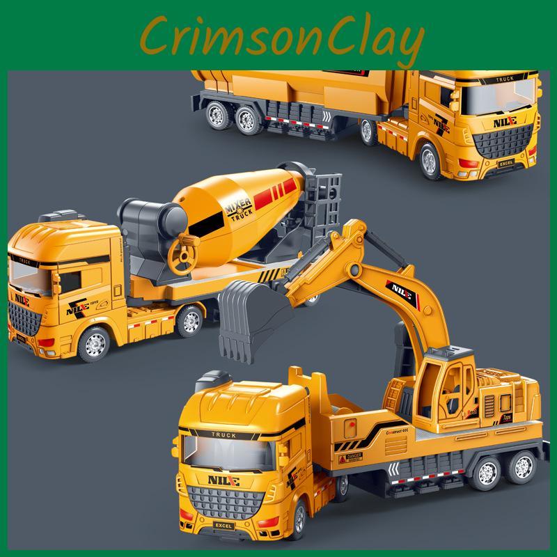 Excavator Simulation Mixer Truck Mounted Soil Truck Toy Model Can Rotate