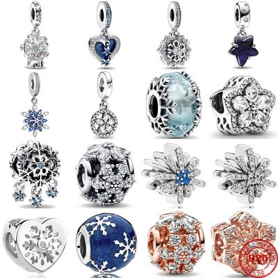 New Copper Winter Snowflak Pendant Charm Bead Diy Fit Original Pendant Charms Bracelet Necklace Women Jewelry