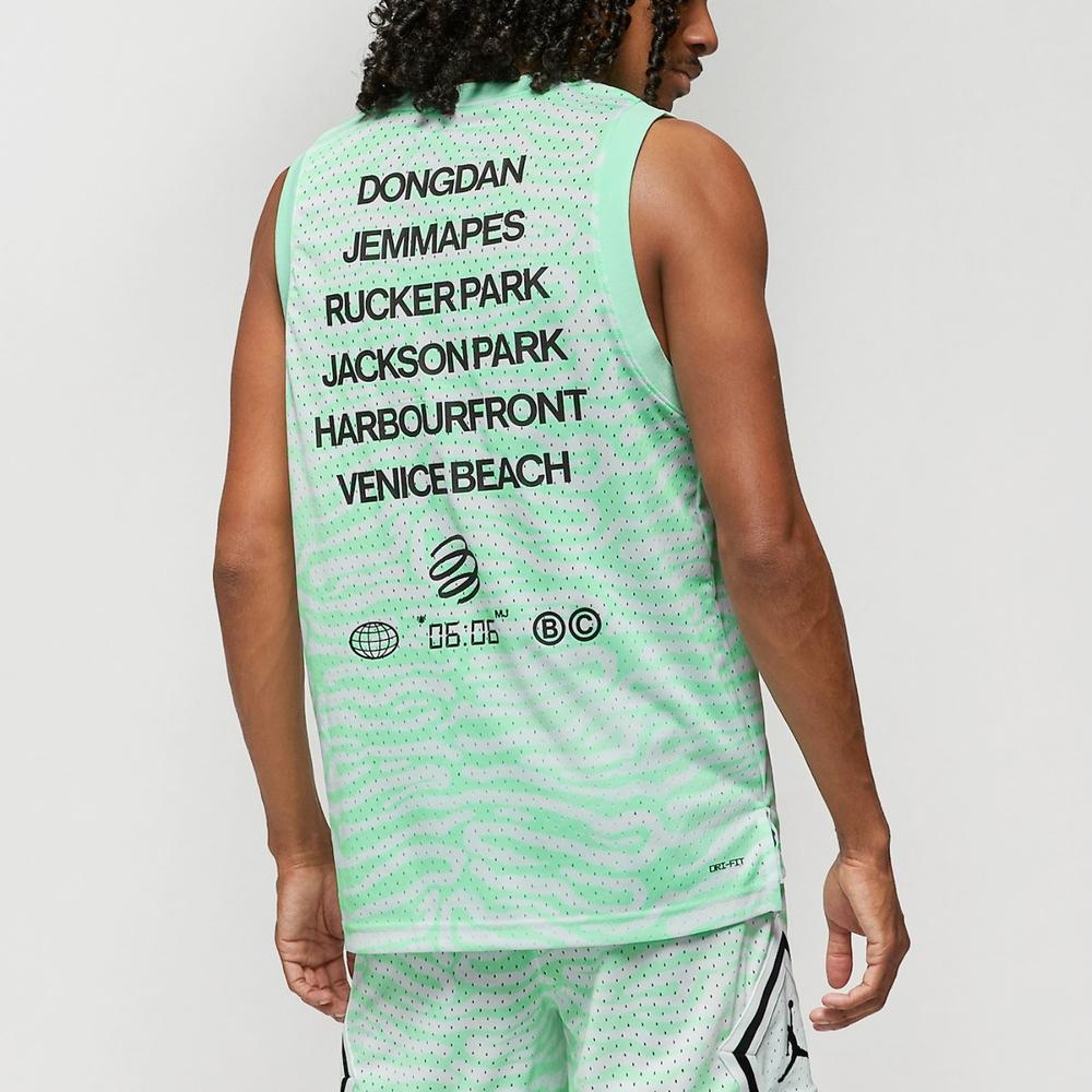 Jordan Irregular Patterned Letter Print Mesh Training Tank Top Men Tops Foam-Mint-Green DM1825-379