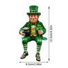 Leprechaun Sculpture Green Resin Statue with Shamrock and Pot of Gold For Patricks Day Irish Festives Home Decorating