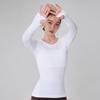 Women's Seamless Waist-Cinched Round Neck Long Sleeve Yoga Top: Breathable, High Elasticity, Shaping, Fitness Base Layer.